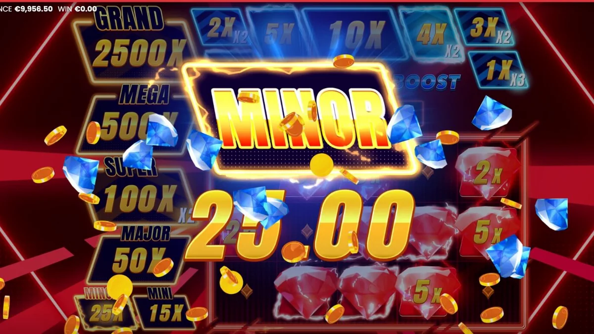 Tampilan visual neon futuristik dari slot Triple Cash Boost