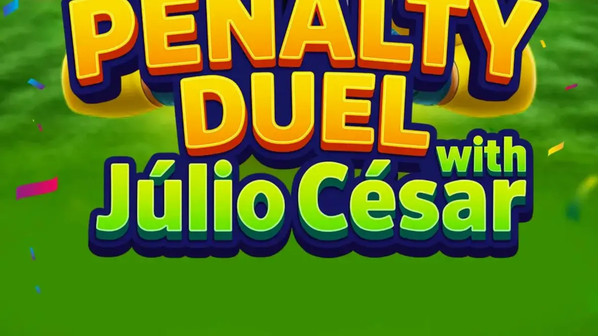 Pemain bersiap melakukan tendangan penalti melawan Júlio César dalam permainan slot Penalty Duel