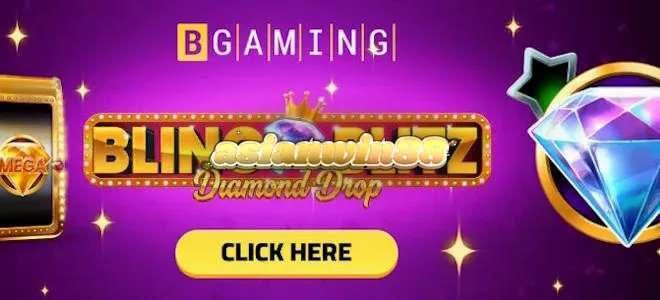 Tampilan visual mewah dari slot Bling Blitz Diamond Drop dengan elemen berlian dan peti emas.
